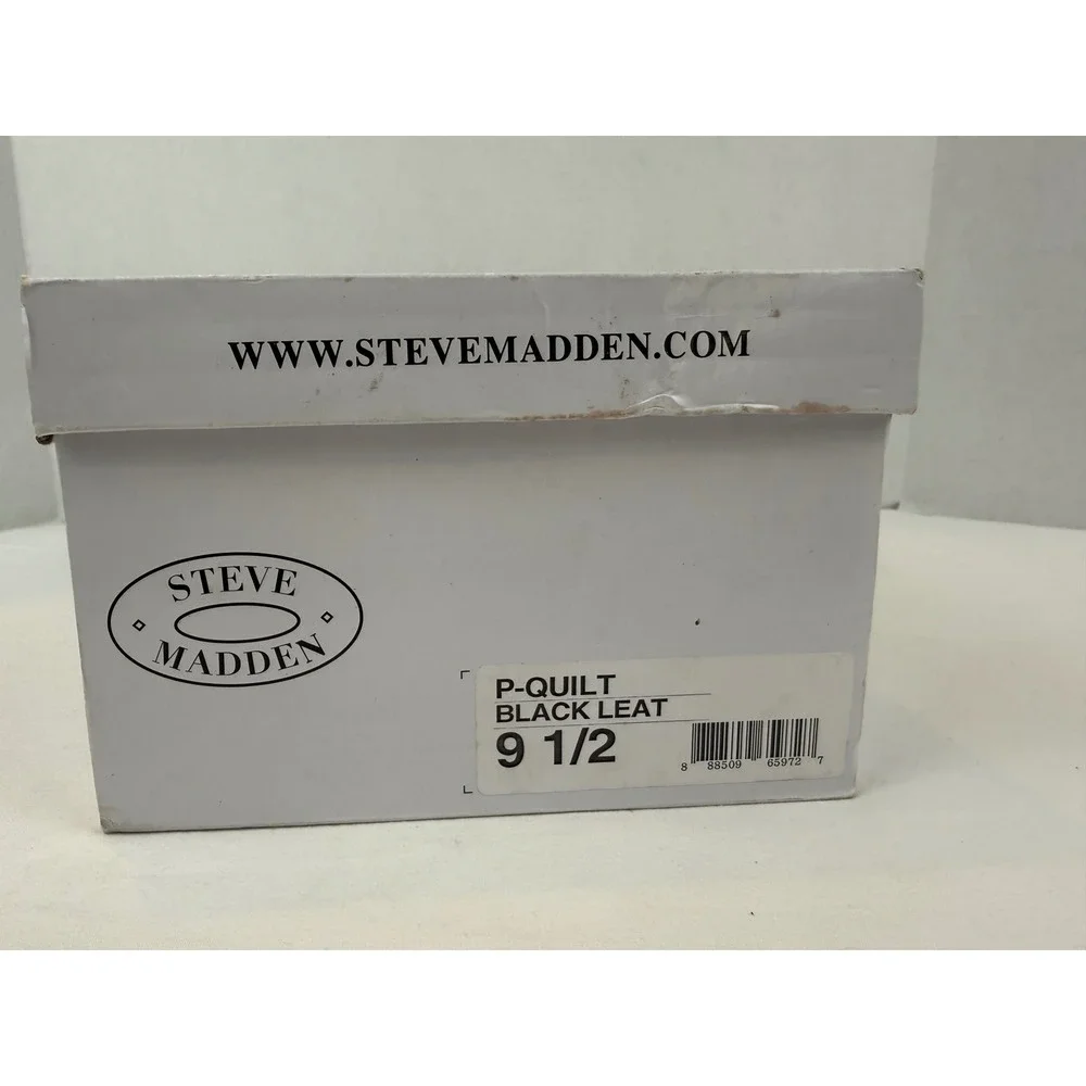 Steve Madden P-Quilt Mens Black‎ Leather Derby Dress Shoes Size 9.5 M Lace Up